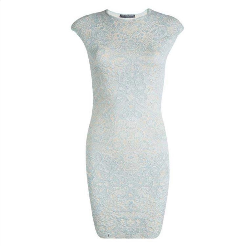Alexander McQueen PowderBlue Jacquard Knit Dress